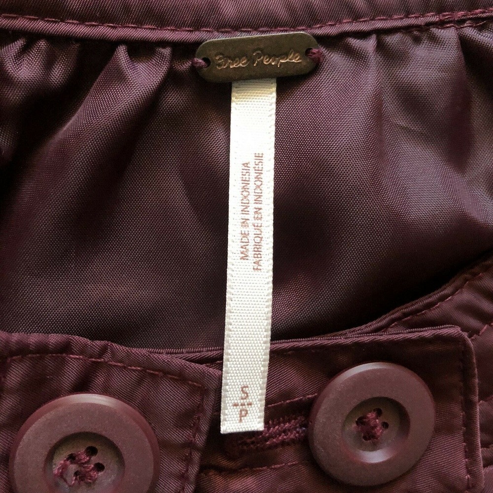 Free People Women Satin Midnight Bomber Full Zip Jacket Maroon Burgundy Red S - Picture 2 of 12